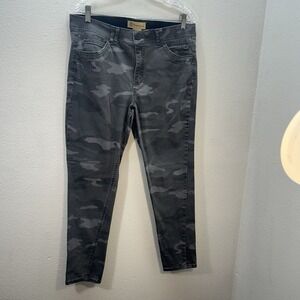 Democracy Womens 14 Camo Skinny Pants Zip Pockets "Ab" Technology Gray Stretch